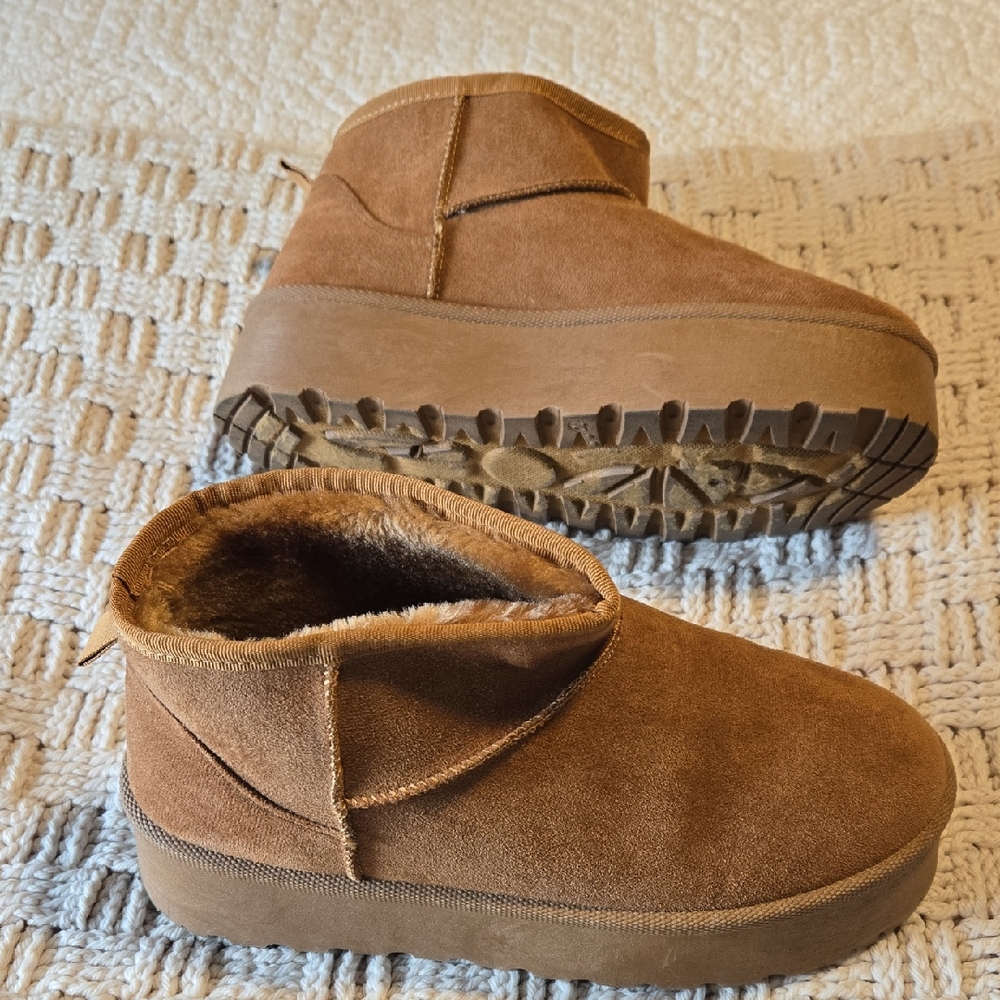 Cozy Tan Ankle Booties Winter Boots